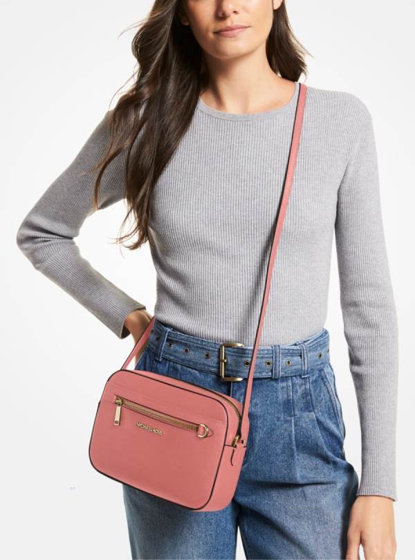 Damske Crossbody Kabelka Michael Kors Jet Set Large Saffiano Leather Oranžové Ruzove - Kabelky Michael Kors Obchod | WHOKF-5173